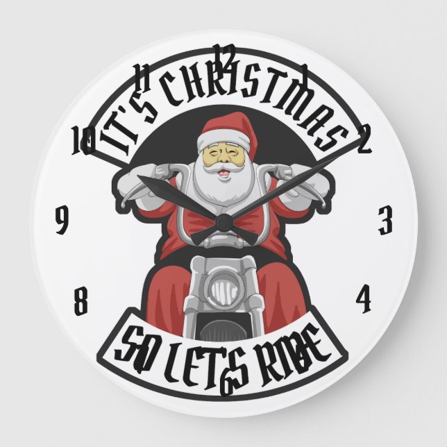 Santa Claus riding a motorcycle Stor Klocka (Framsida)