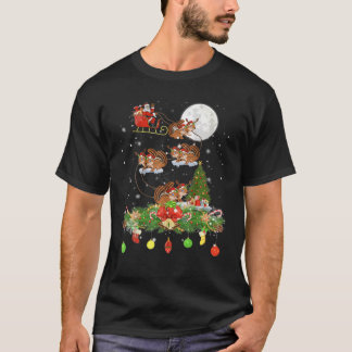 Santa Claus Riding Chipmun Reindeer Sleigh Xmas Da T Shirt