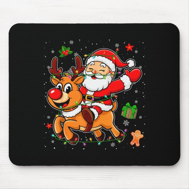 Santa Claus Riding Reindeer Merry Christmas Pajama Musmatta (Framsidan)