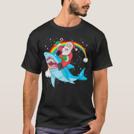 santa claus riding shark christmas t shirt