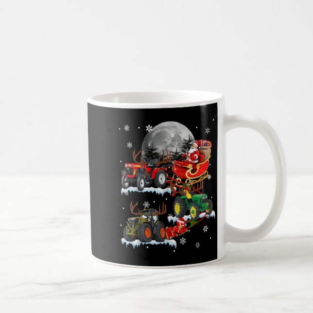 Santa Claus Riding Tractor Sleigh Christmas Tracto Kaffemugg (Höger)