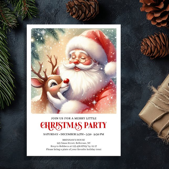 Santa Claus Rudolph Christmas Family Fun Celebrate Inbjudningar (Santa Claus Rudolph Christmas Family Fun Celebration Invite

)
