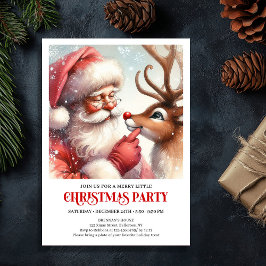 Santa Claus Rudolph Christmas Festive Winter Party Inbjudningar