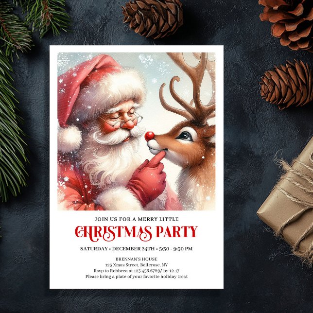 Santa Claus Rudolph Christmas Festive Winter Party Inbjudningar (Santa Claus Rudolph Christmas Festive Winter Party Invitation

)