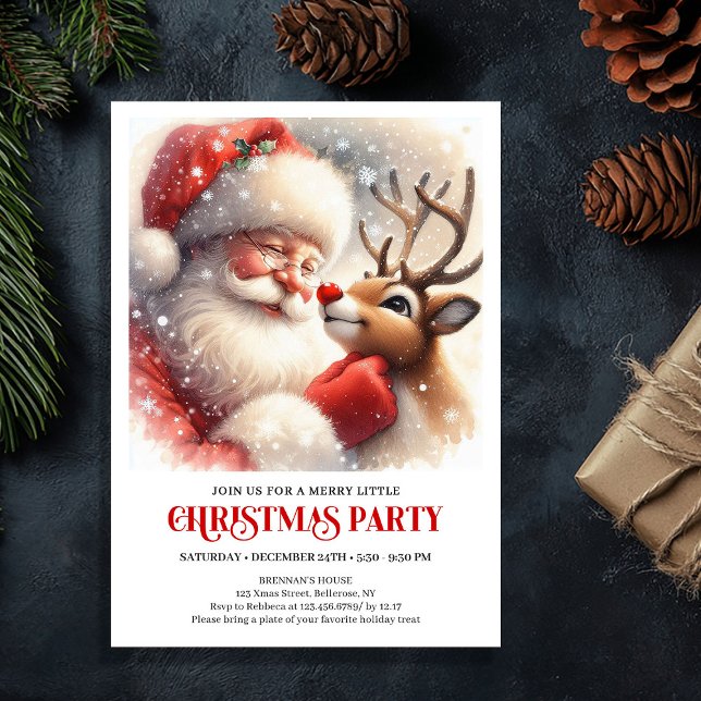 Santa Claus Rudolph Christmas Joyful Winter Party  Inbjudningar (Santa Claus Rudolph Christmas Joyful Winter Party Invitation

)