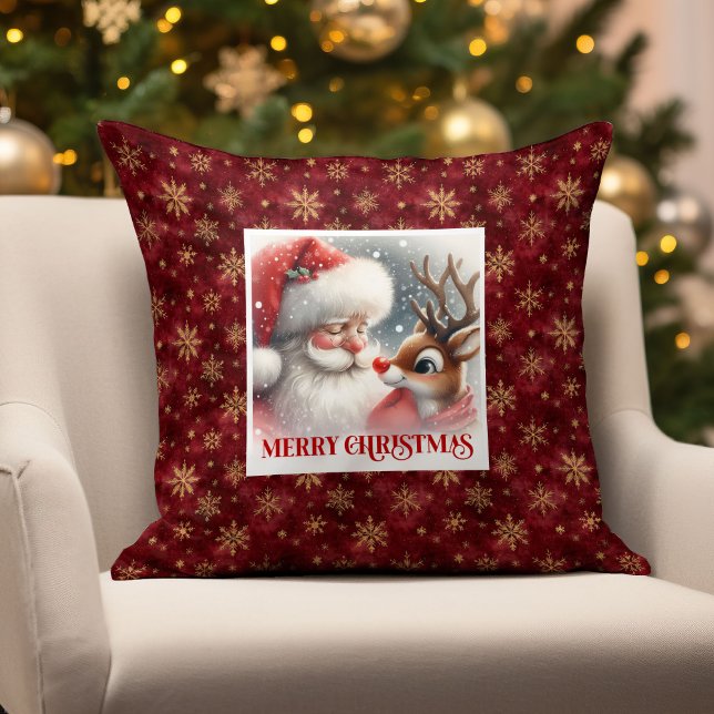 Santa Claus Rudolph Holiday Throw Pillow Decor  Kudde (Santa Claus Rudolph Holiday Throw Pillow Decoration

)