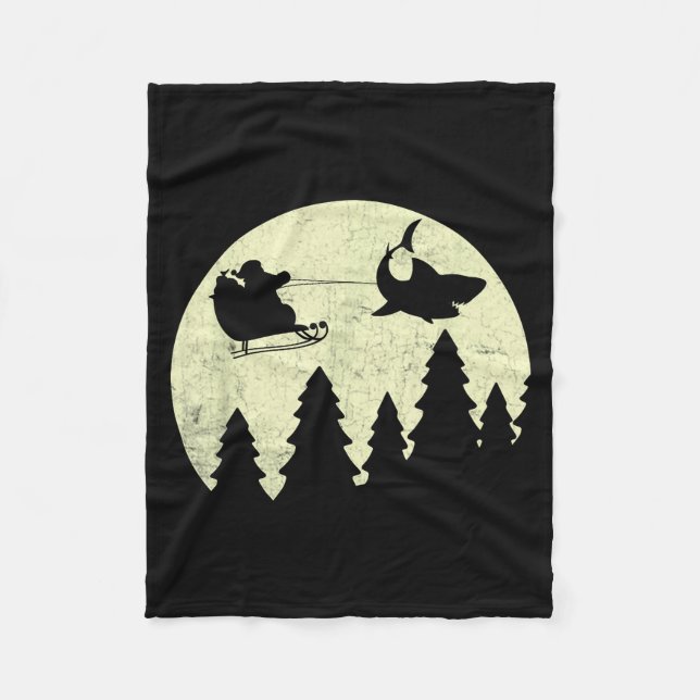 Santa Claus Shark Sleigh Christmas Funny  Fleecefilt (Framsidan)