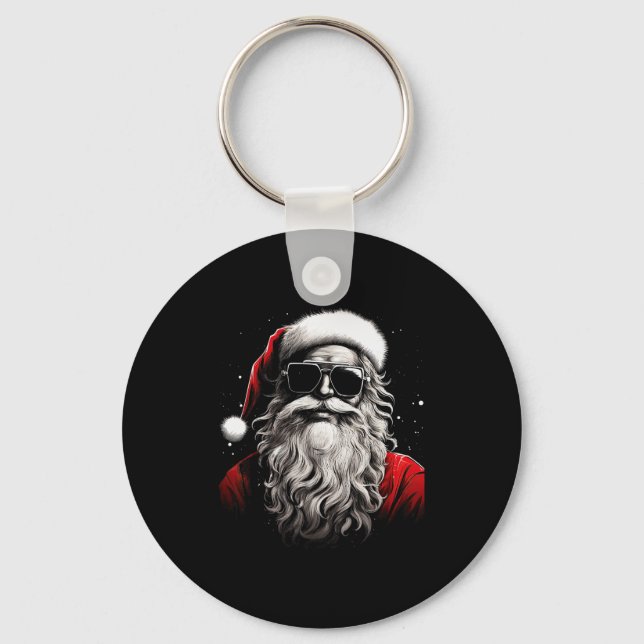 Santa Claus Silhouette Christmas Sungles Caricatur Nyckelring (Framsida)