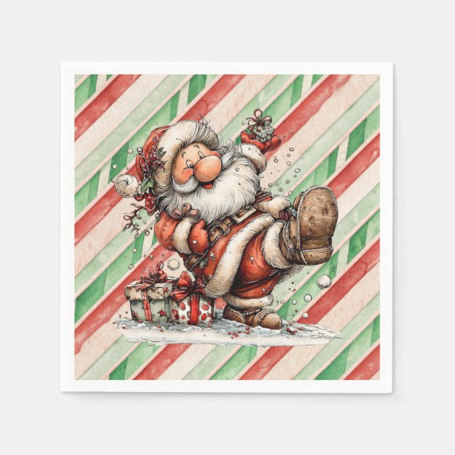 Santa Claus Slipping In the Snow Pappersservett (Framsidan)