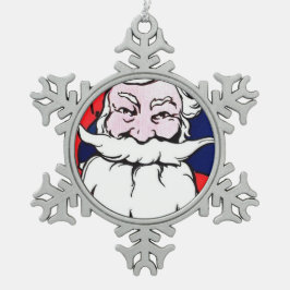 Santa Claus Snöflinga Pewter Julgransprydnad