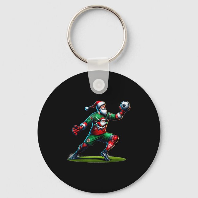 Santa Claus Soccer Goalie Christmas Xmas  Nyckelring (Framsida)