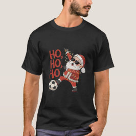 Santa Claus Soccer Player with Christmas Lights T Shirt