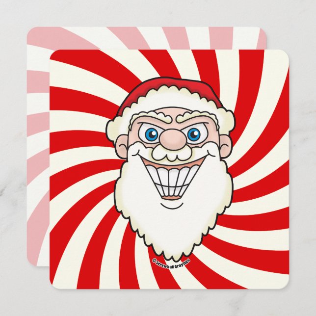 Santa Claus Starburst Screwball Graphics Flat Card (Fram/baksida)