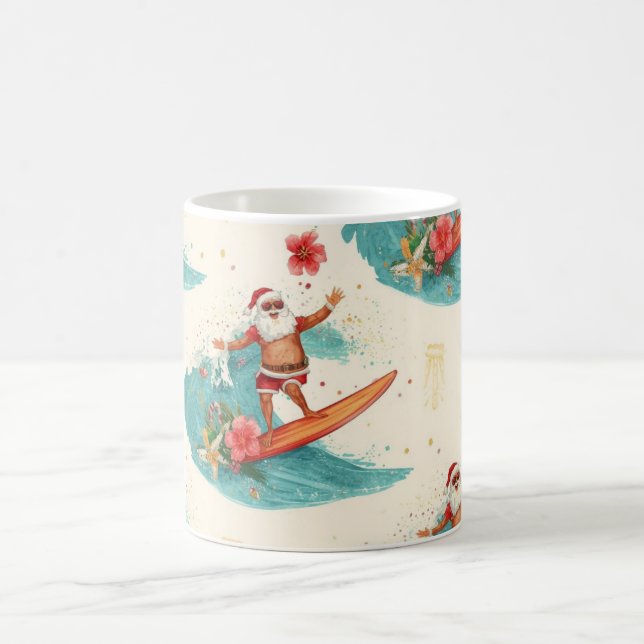  Santa Claus surfing on Christmas Holiday  Kaffemugg (Center)