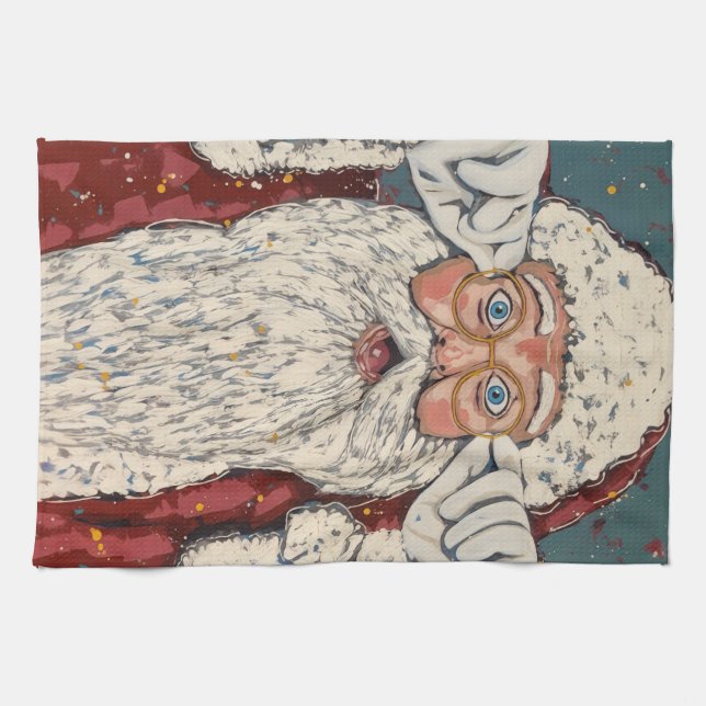 Santa Claus Surprised Kökshandduk (Horisontell)