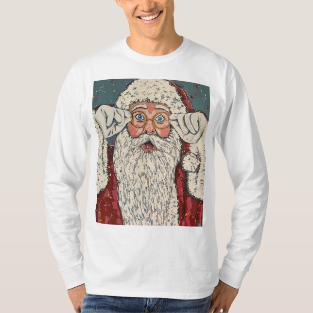 Santa Claus Surprised T Shirt (Framsida)