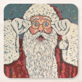 Santa Claus Surprised Underlägg Papper Kvadrat