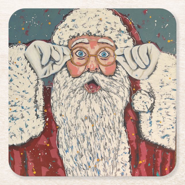 Santa Claus Surprised Underlägg Papper Kvadrat (Framsidan)