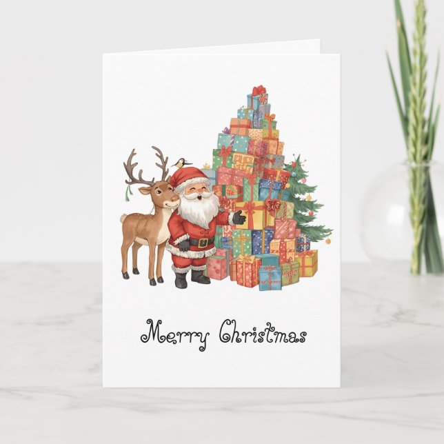 Santa Claus whimsical Folded Greeting Card Kort (Framsida)