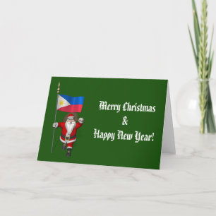 Santa Claus With Ensign Of The Philippines Helgkort