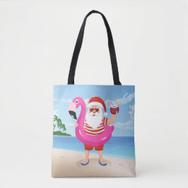 Santa Claus with flamingo inflatable ring Tygkasse