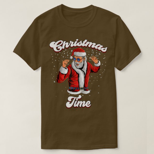 Santa Claus With Sunglasses Dancing Snow Christmas T Shirt (Design framsida)