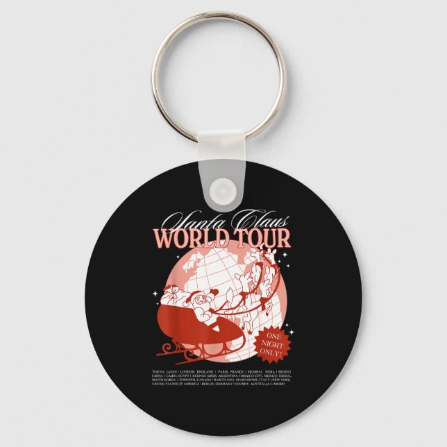 Santa Claus World Tour Christmas Xmas Holiday Paja Nyckelring (Framsida)