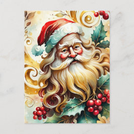 Santa Clause Porträtt Helg Vykort