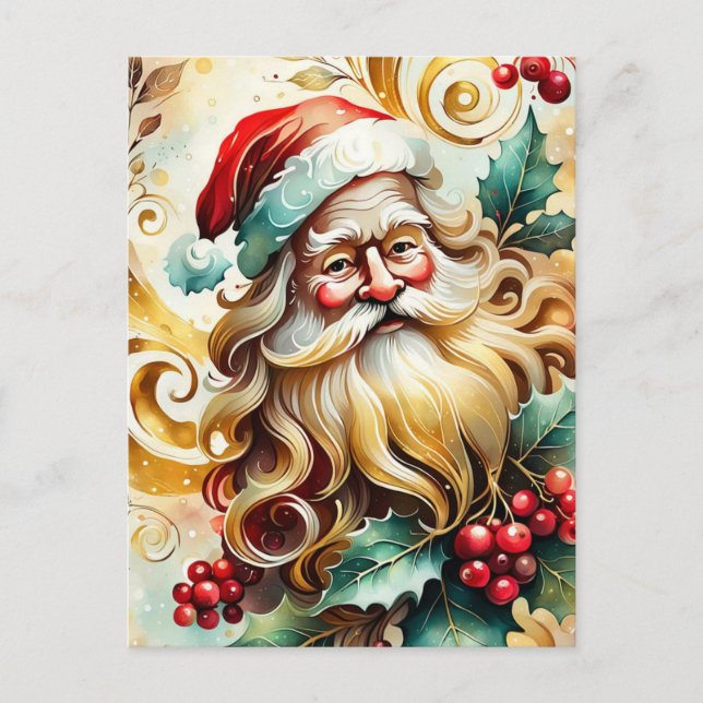 Santa Clause Porträtt Helg Vykort (Framsida)