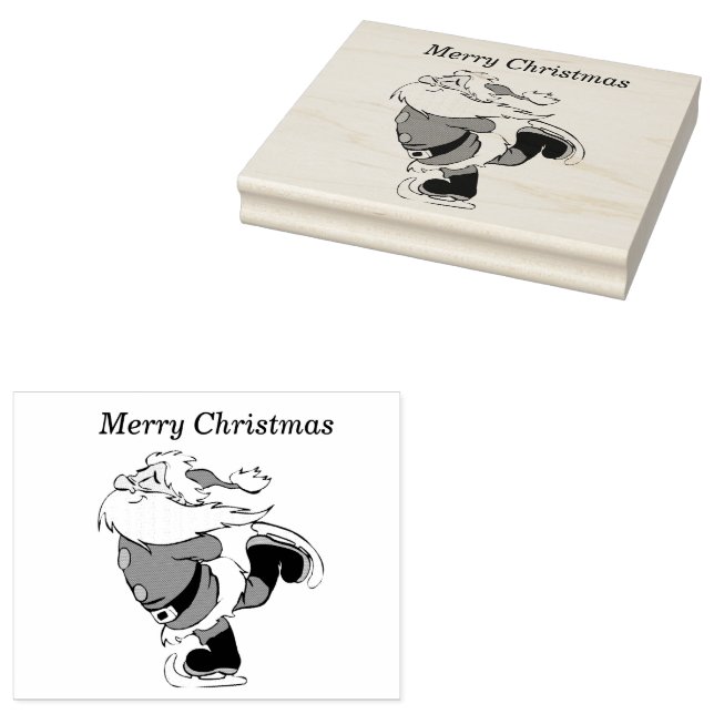 Santa Clause Skridsko 4x5 Gummistempel Stämpel (Stämplad)