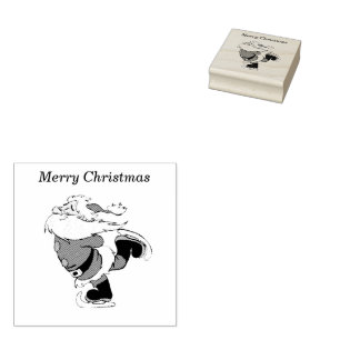 Santa Clause Skridskoåkning 2x2 Gummistempel Stämpel