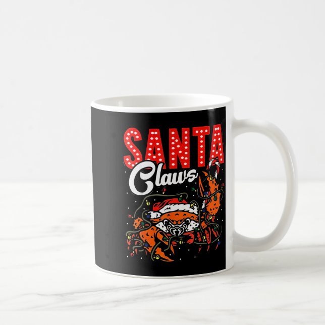 Santa Claws Christmas Funny Crab Lights Holiday Ca Kaffemugg (Höger)