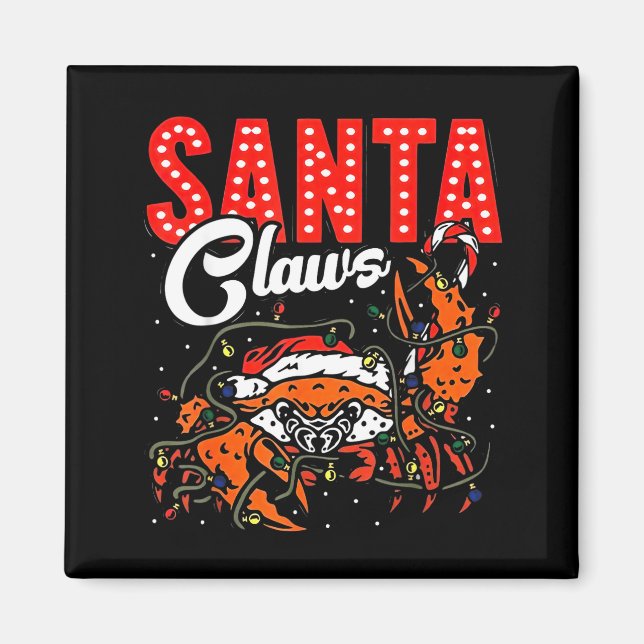 Santa Claws Christmas Funny Crab Lights Holiday Ca Magnet (Framsidan)