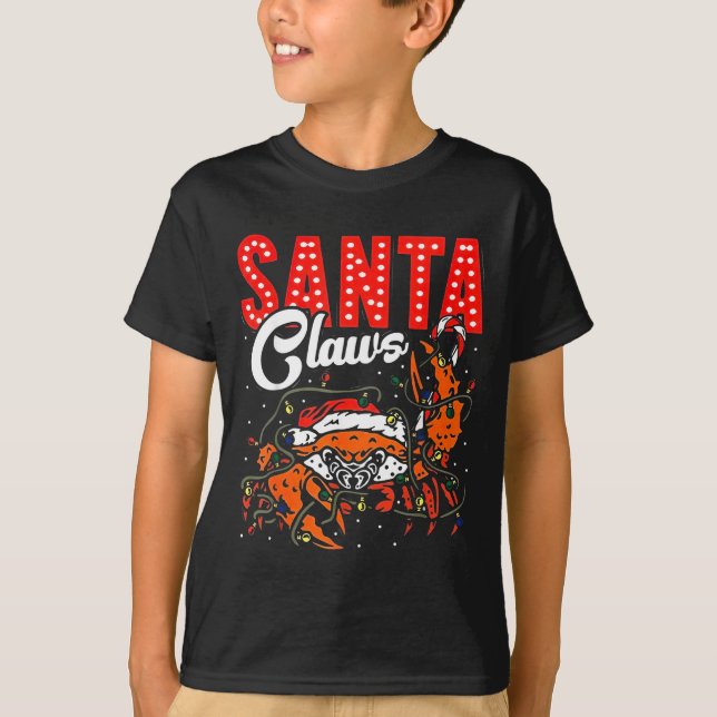 Santa Claws Christmas Funny Crab Lights Holiday Ca T Shirt (Framsida)