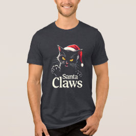 Santa Claws – Funny Black Cat Christmas Design T Shirt