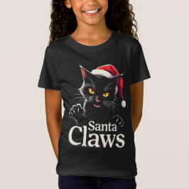 Santa Claws – Funny Black Cat Christmas Design T Shirt