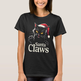 Santa Claws – Funny Black Cat Christmas Design T Shirt