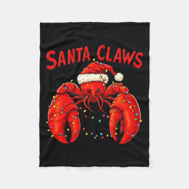 Santa Claws Funny Christmas Lobster With Lights  Fleecefilt (Framsidan)