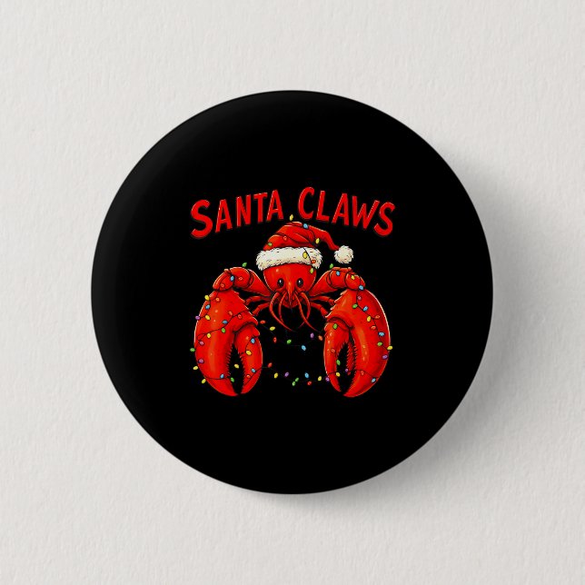 Santa Claws Funny Christmas Lobster With Lights  Knapp (Framsida)
