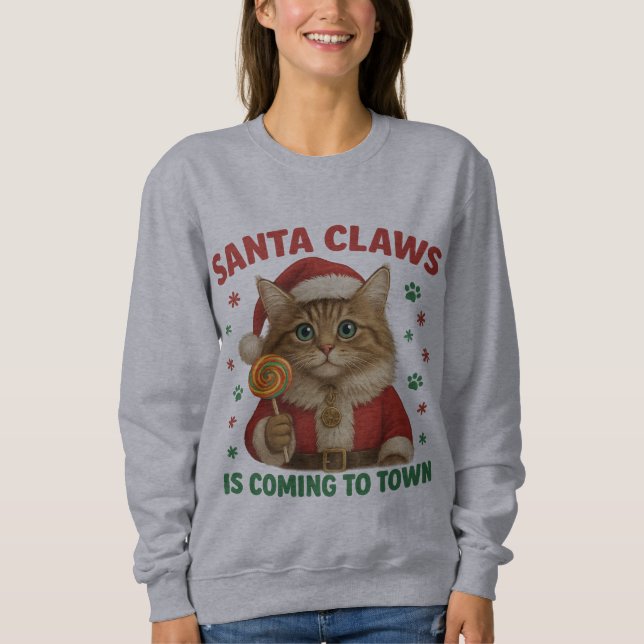 Santa Claws is Coming to Town T-Shirt (Framsida)
