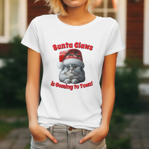 Santa Claws kommer till stan - Festiv Kitty Katt T Shirt