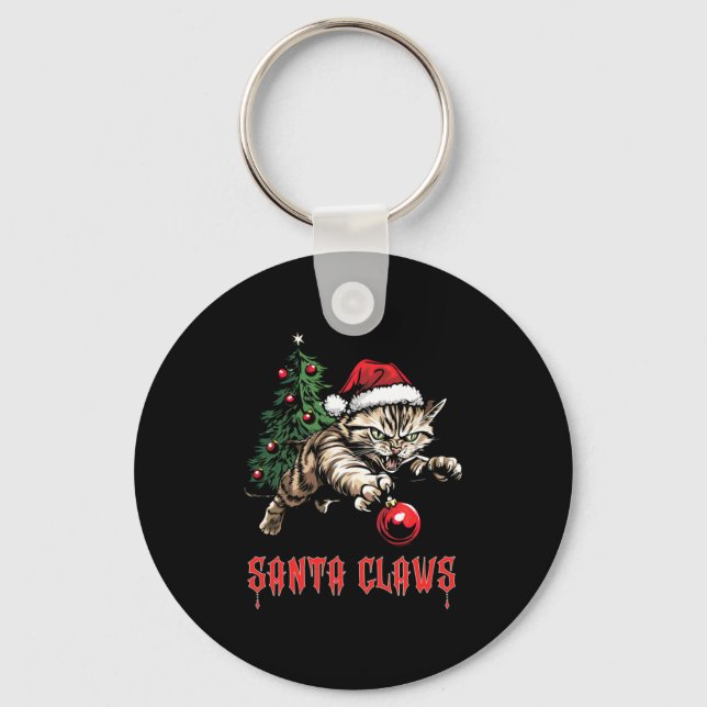 Santa Claws Långärmad  Nyckelring (Framsida)