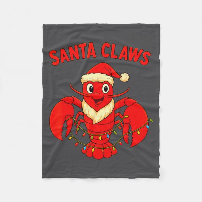 Santa Claws Lobster Christmas Lights Holiday Desig Fleecefilt (Framsidan)