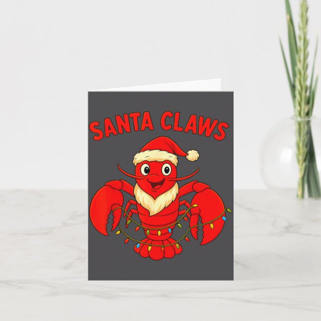 Santa Claws Lobster Christmas Lights Holiday Desig Kort (Framsida)