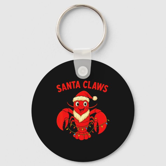 Santa Claws Lobster Christmas Lights Holiday Desig Nyckelring (Framsida)