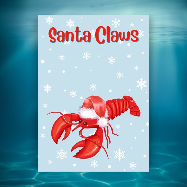 Santa Claws Pun Rolig Hummer Crustaceancore Julkort (Skapare uppladdad)
