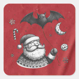 Santa Claws Röd Fyrkantigt Klistermärke
