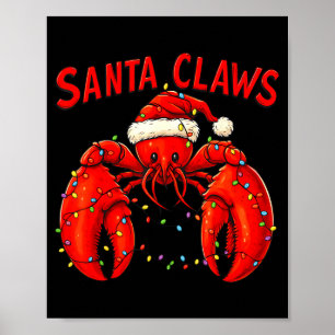 Santa Claws Rolig Julhummer Med Ljus Poster