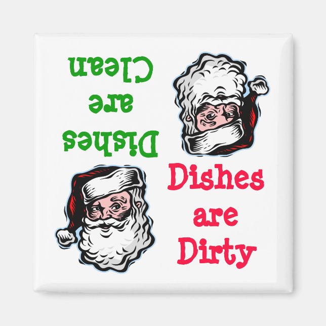 Santa Clean Dirty Dishwasher Magnet (Framsidan)