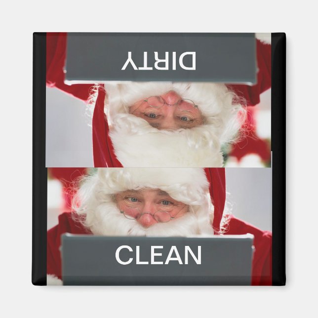 Santa Clean Dirty jul Dishwasher Magnet (Framsidan)